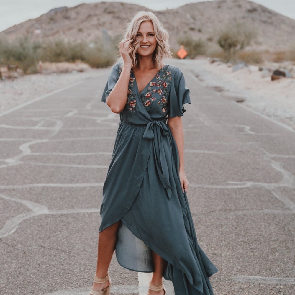 Wren & Ivory Damara Faux Wrap Redux in Kale